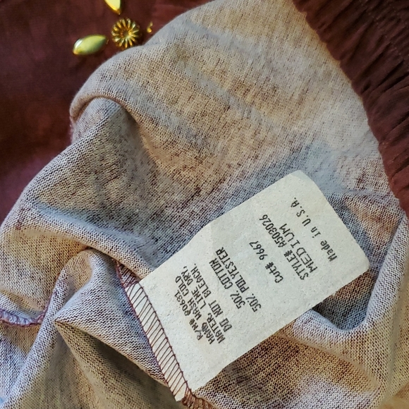 COPA CABANA Mauve Floral Tie Dye Outfit. Fringe Top and Pants. Sz M. VGUC - Picture 15 of 17